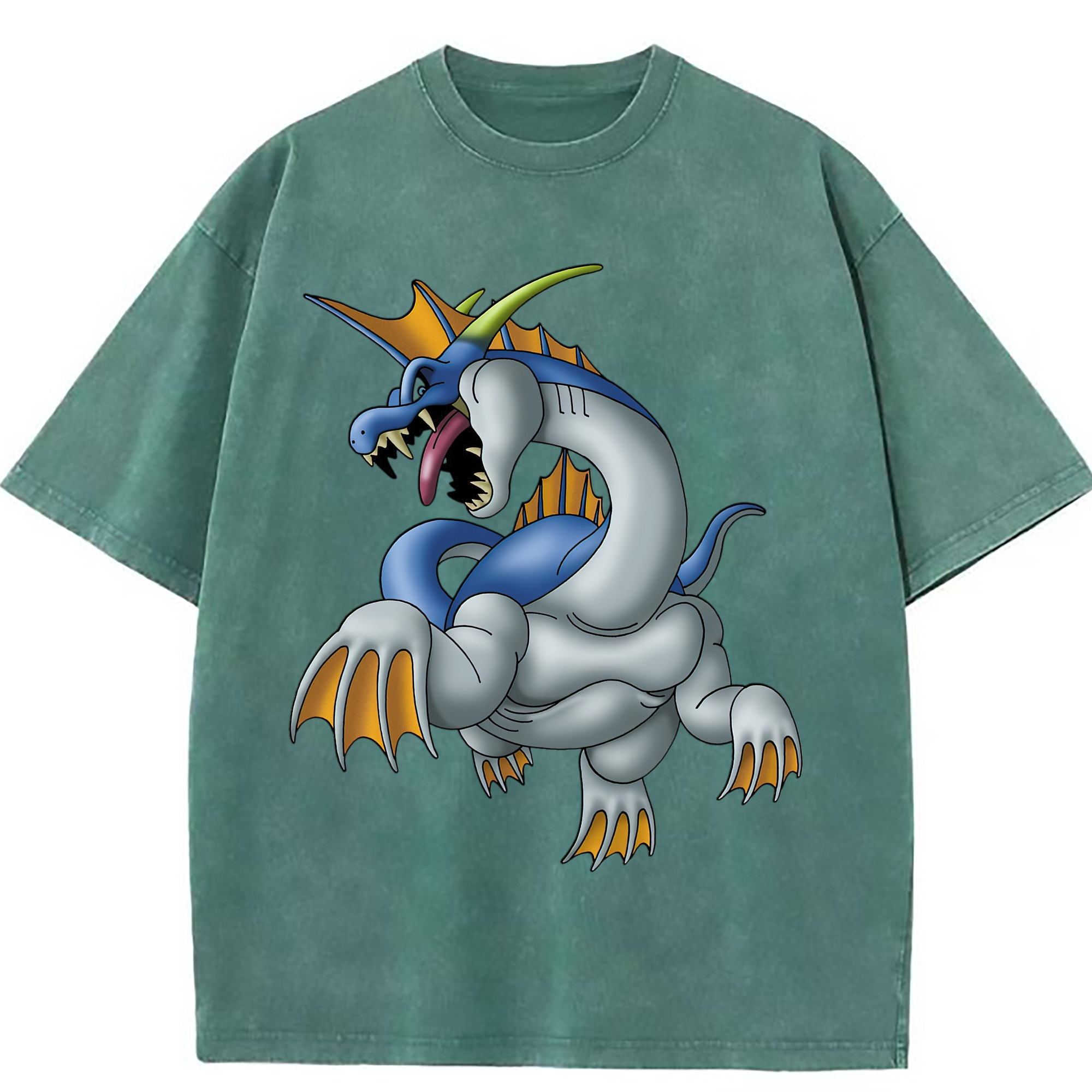 （画像用） ドラゴンクエスト Doragon Kuesuto Dragon Quest 綿100% ヴィンテージ風 半袖Tシャツ（フロントプリント）